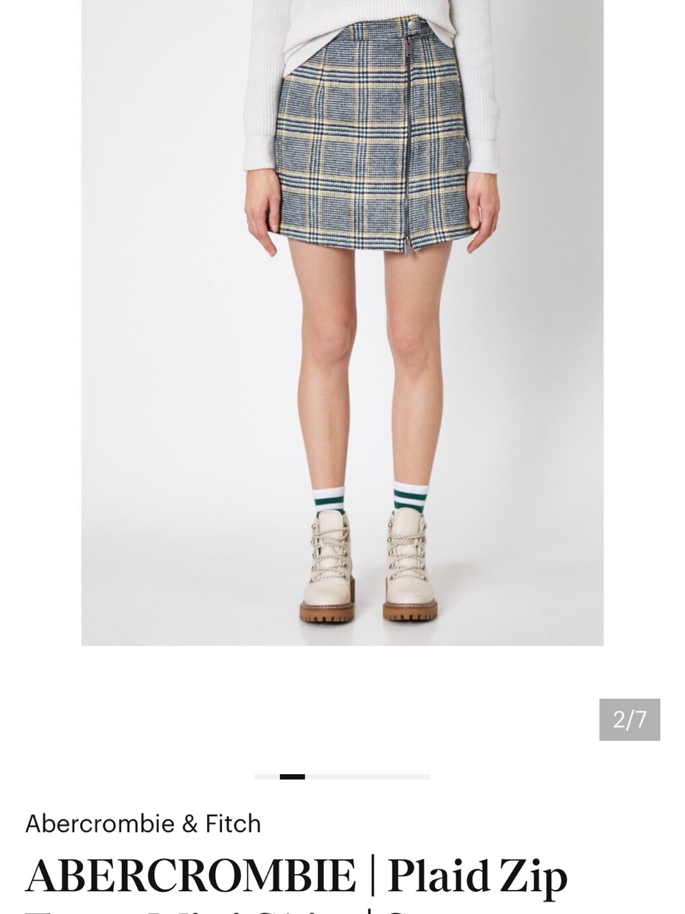 Abercrombie & Fitch Plaid Zip Mini Skirt Medium Black Gold Y2K